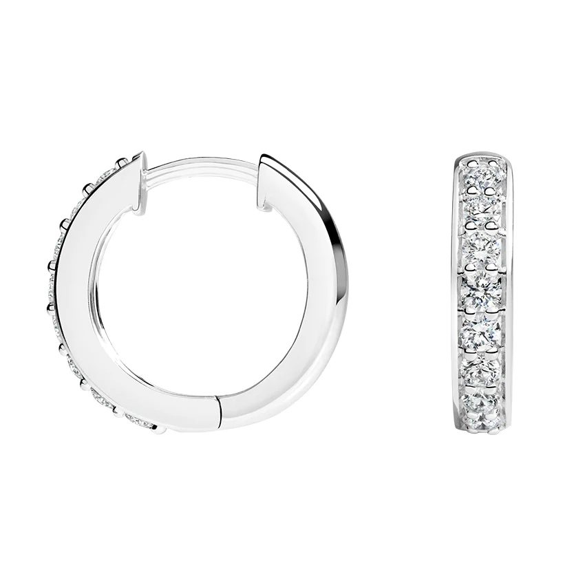 18k Gold Natural Diamond Huggie Earrings - Image 3