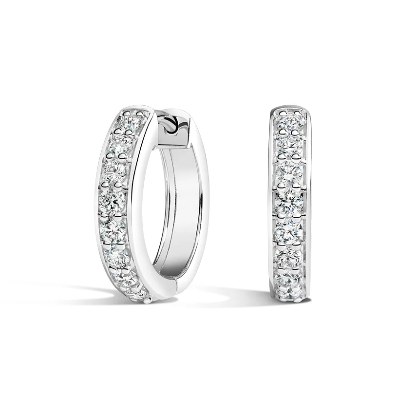 18k Gold Natural Diamond Huggie Earrings - Image 4