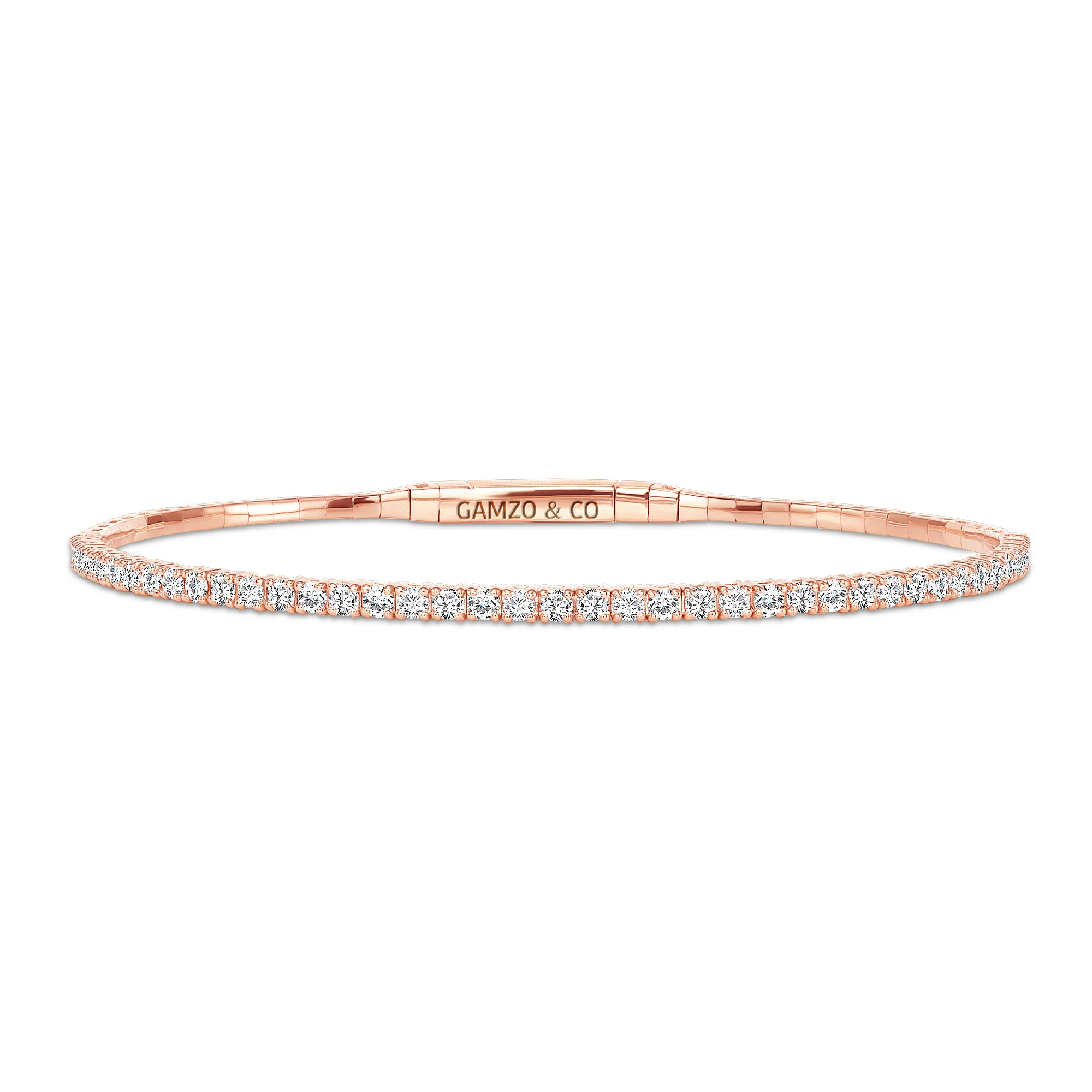 Diamond Bangle - Round Natural Diamond Bracelet - Image 3