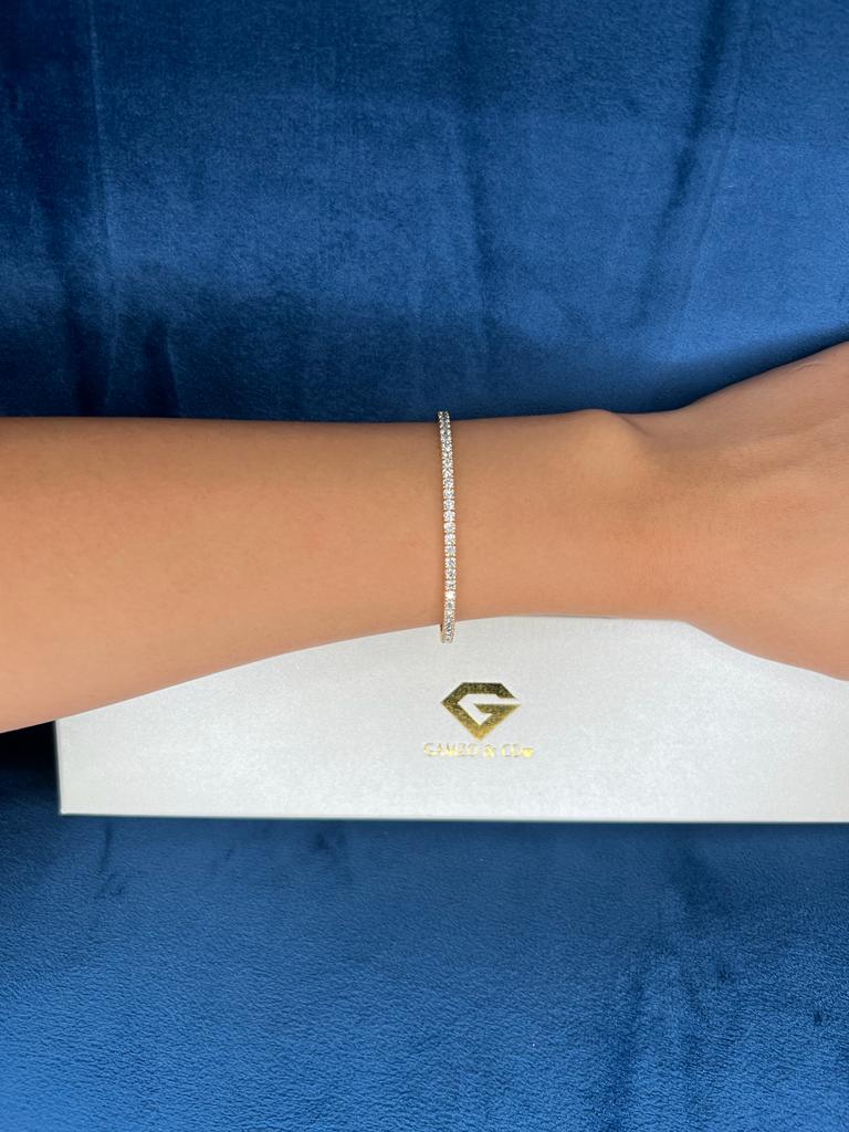 Diamond Bangle - Round Natural Diamond Bracelet - Image 4