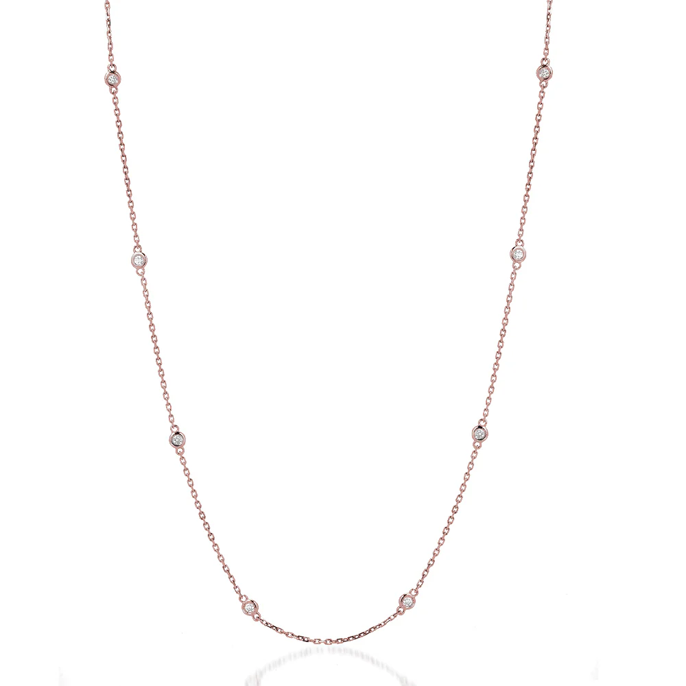 Diamond by the Yard Round-Cut Bezel Necklace - Image 3