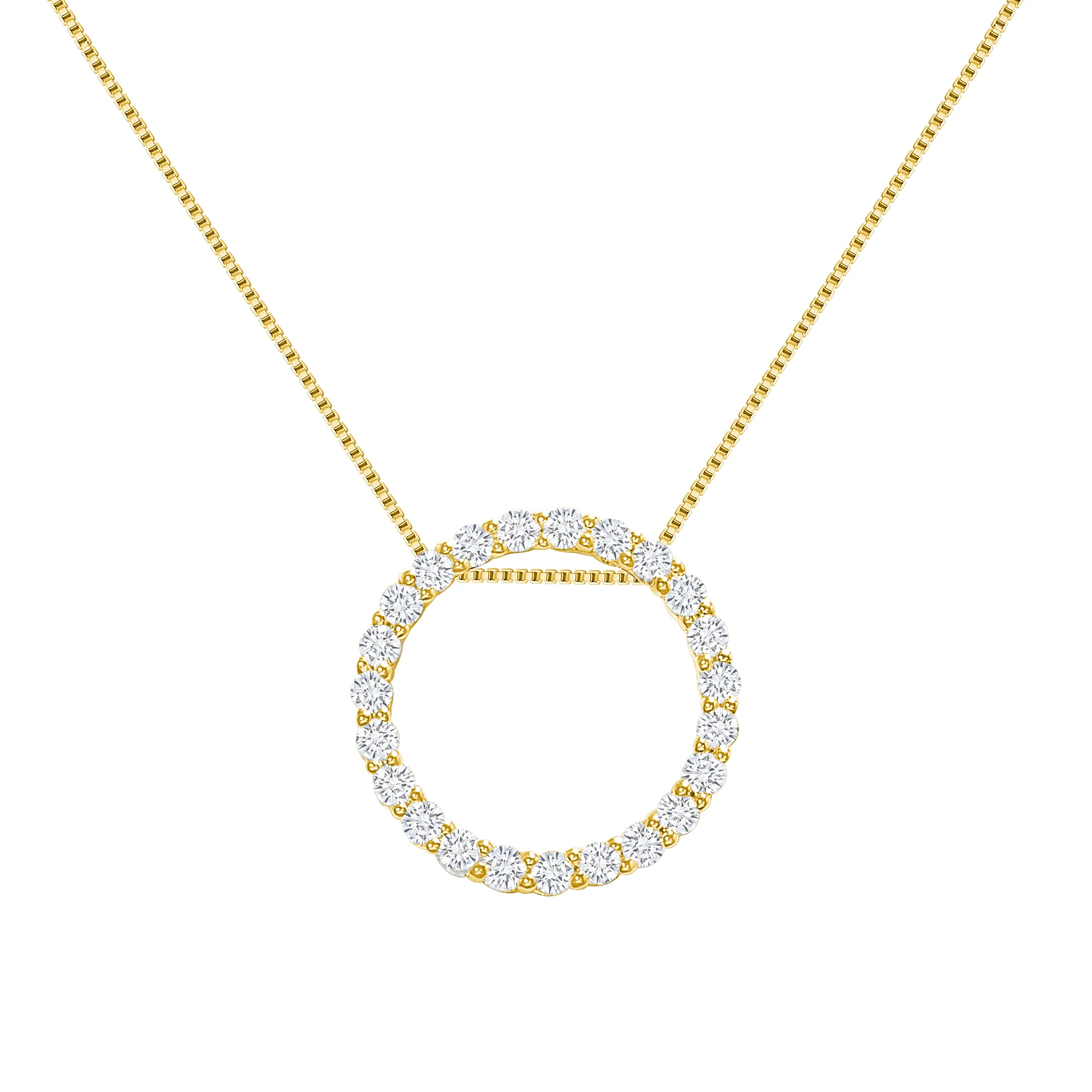 Diamond Circle Pendant Necklace - Image 3