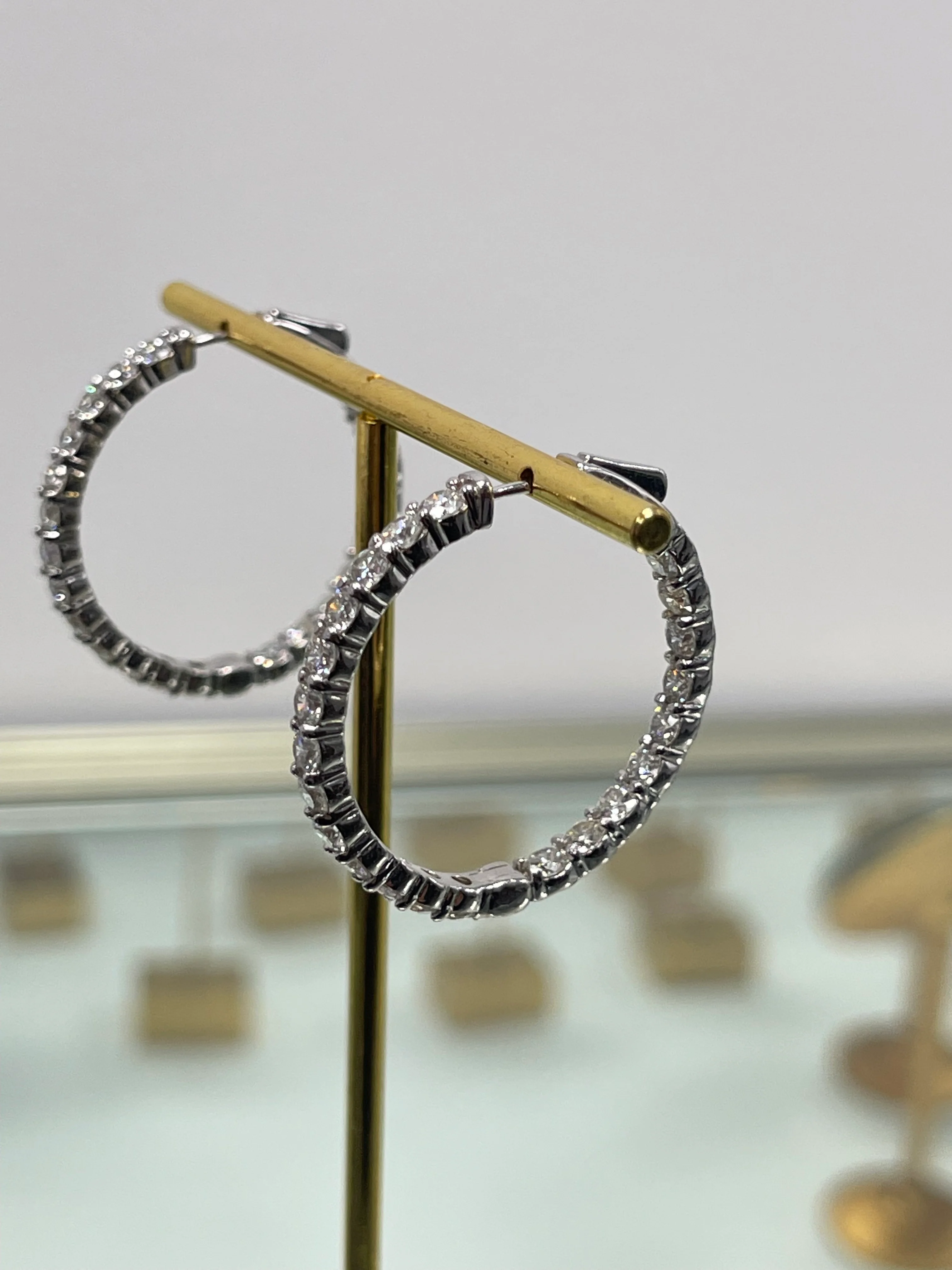 Diamond Eternity Hoop Earrings - Image 5
