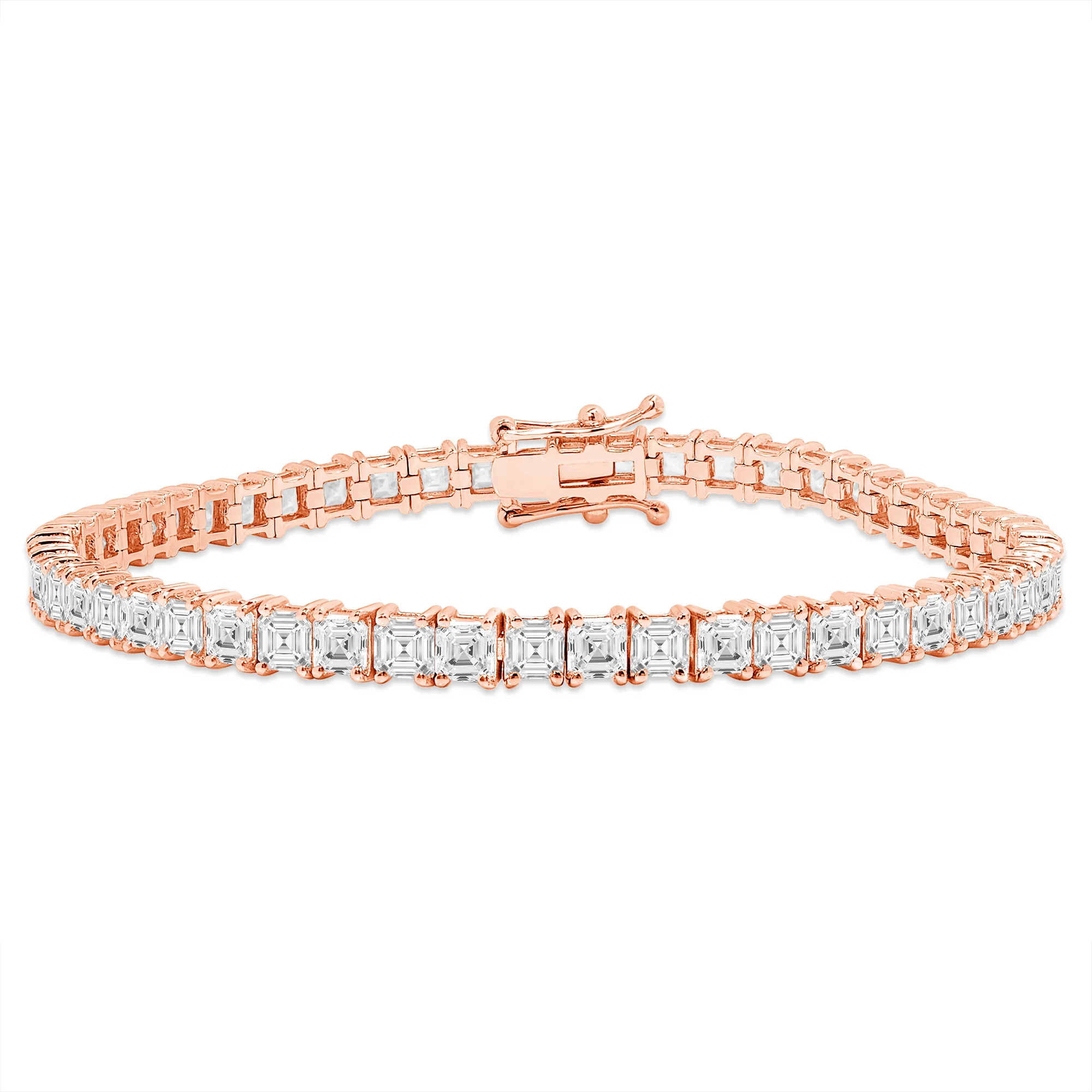 Natural Diamond Tennis Bracelet - Asscher Cut Diamonds - Image 3