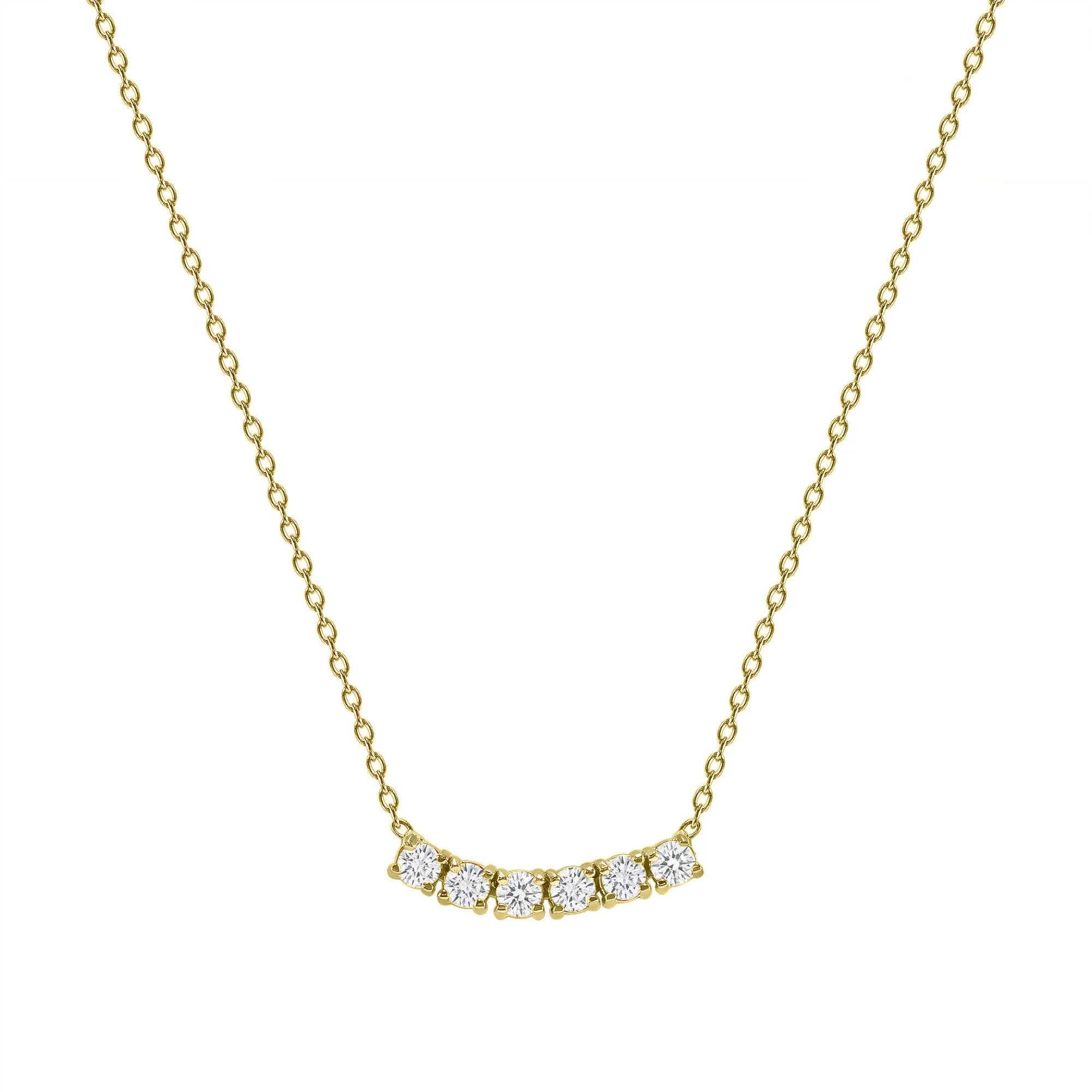 Petite Diamond Six Stone Curved Necklace - Image 3