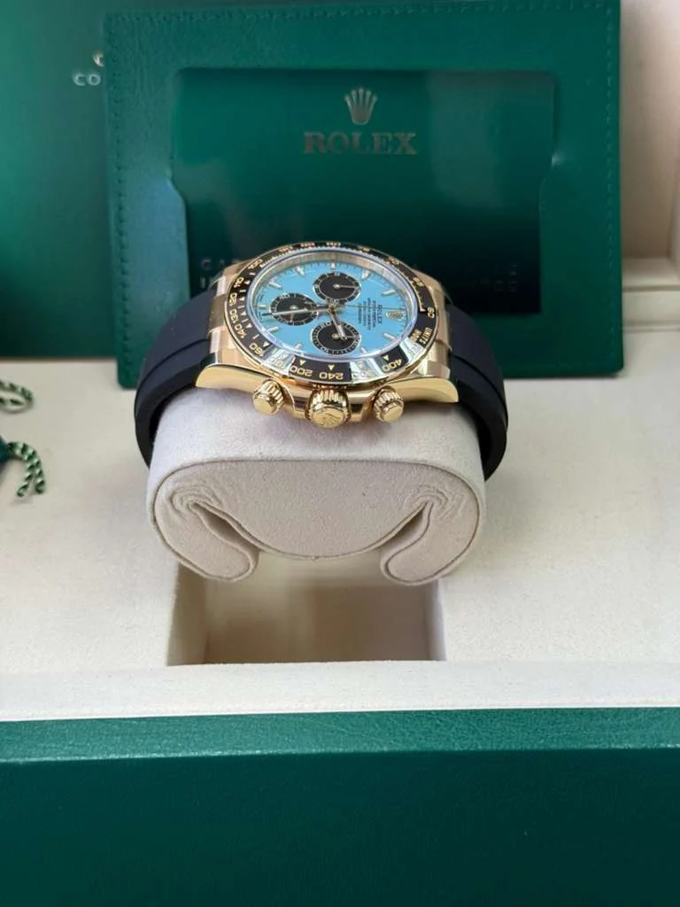 Rolex Cosmograph Daytona "Tiffany" 40mm Yellow Gold Turquoise Blue and Black Dial Black Ceramic Bezel Oysterflex 126518LN – New 2025 / 2026 - Image 10