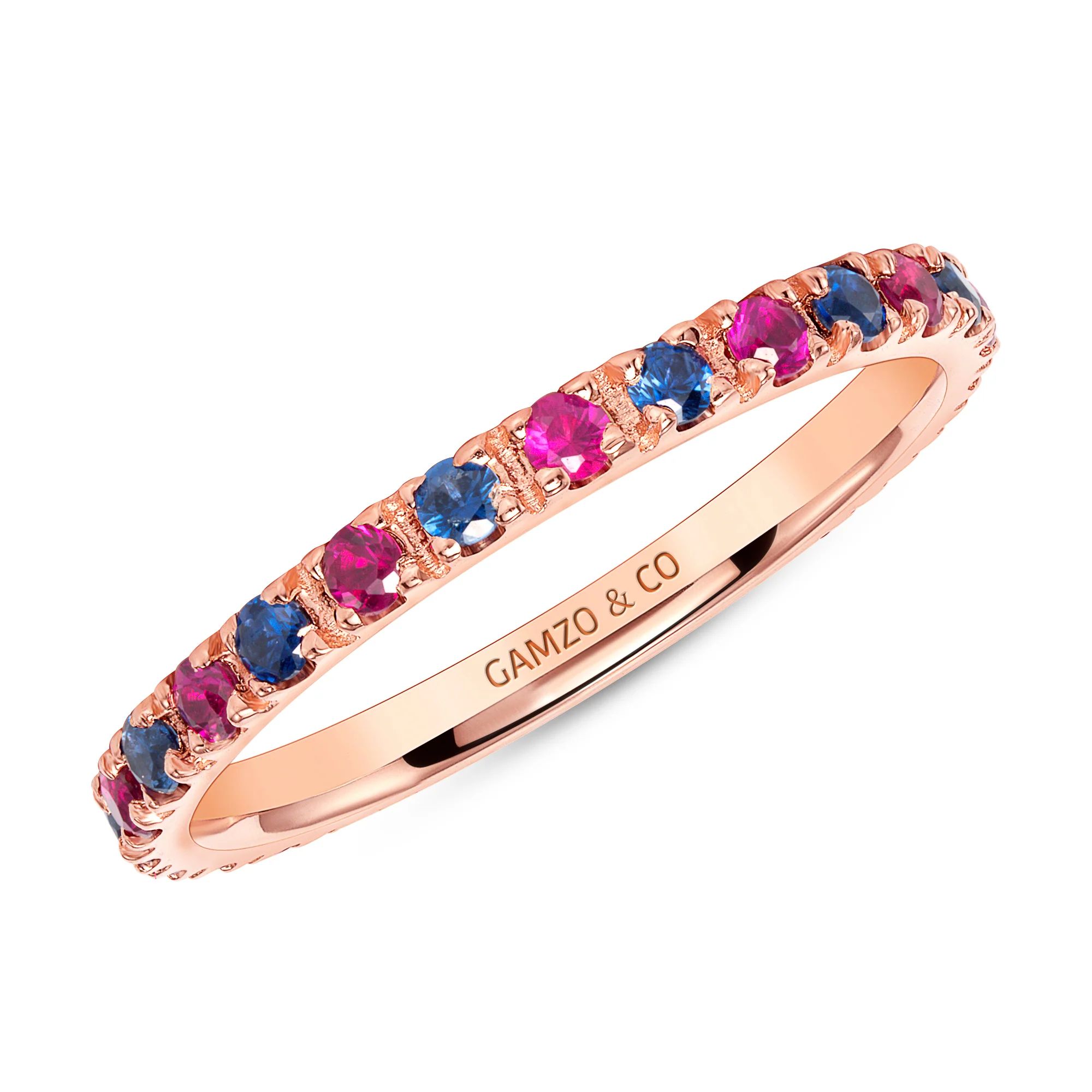 Ruby & Sapphire Stackable Eternity Ring - Image 3